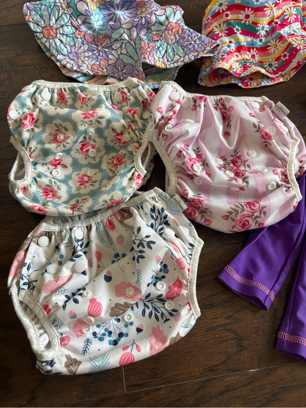 Kids Floral Reusable Swim Diaper Cover - Pink, Cream & Blue